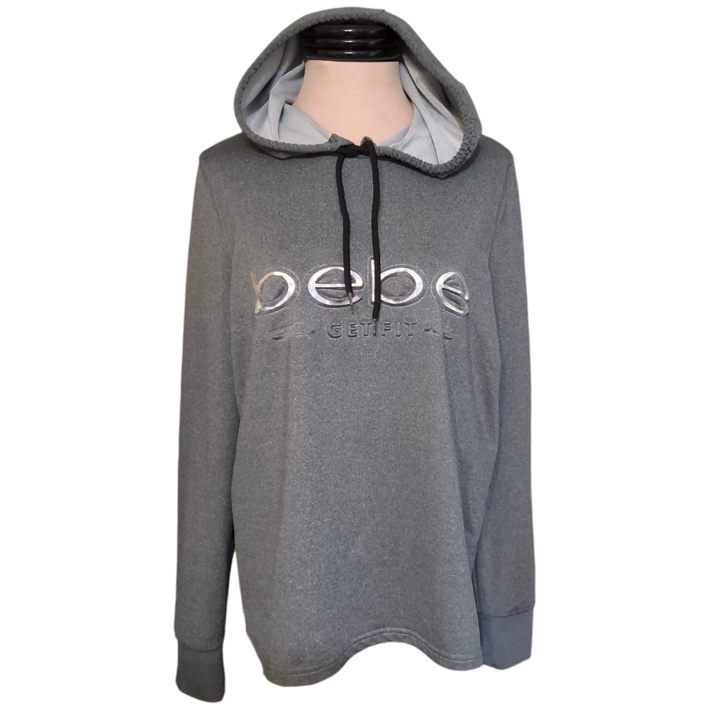 Bebe Sport Gray Hoodie with Color Pop Logo Size Large